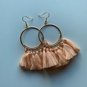 π Peach Tassel Statement Earrings
